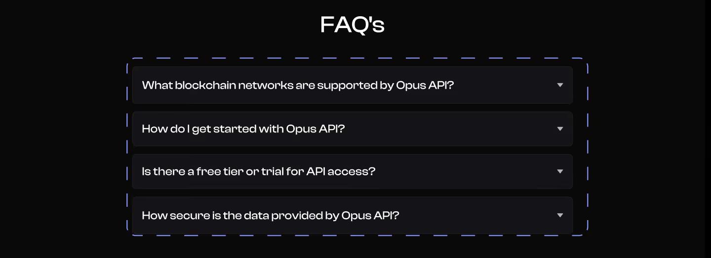 FAQ section example on a Web3 product page