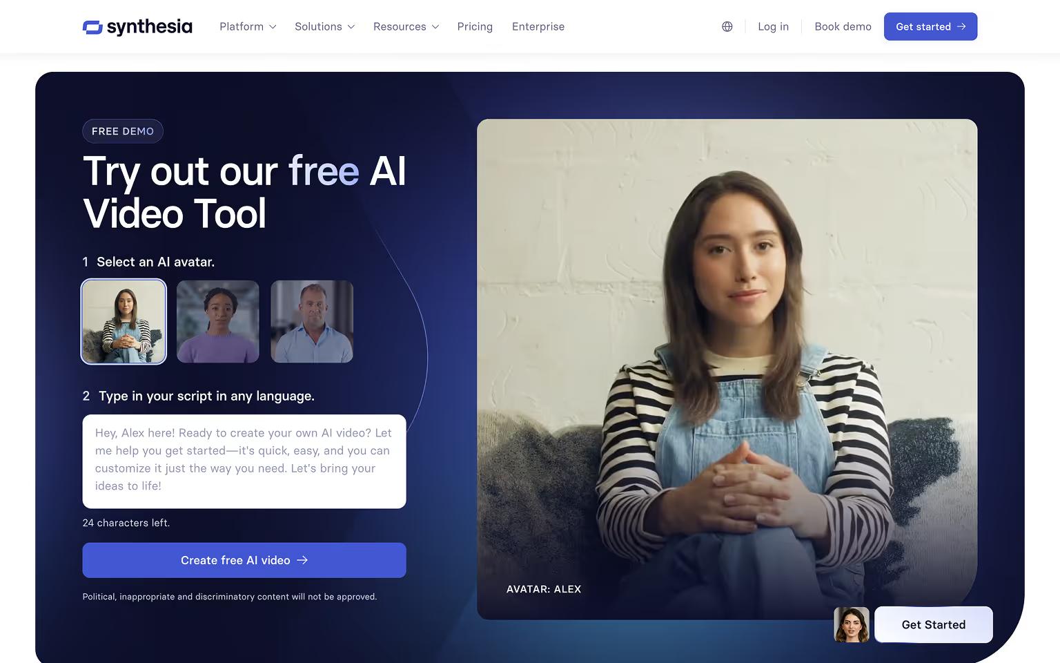 Synthesia: AI-generated design elements web design trend in action