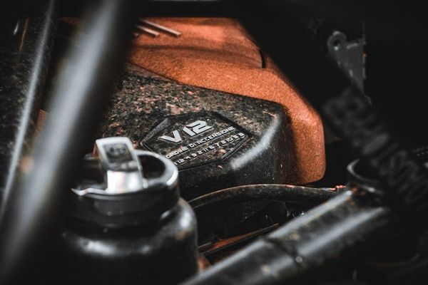 a close up of the engine of a motorcycle