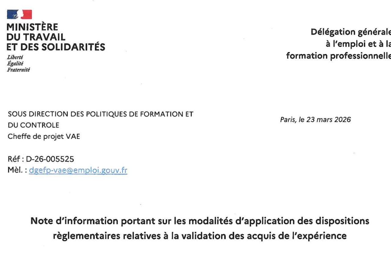 Note d'information DGEFP du 23 mars 2026 : ce qui change concrètement pour votre VAE