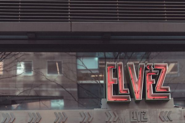 red and white UNK led signage