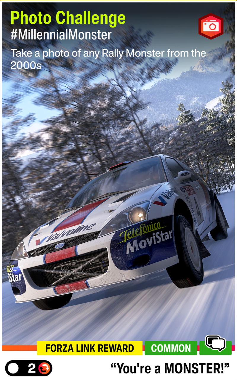 Photo Challenge to earn the "You're a MONSTER!" Forza Link Reward