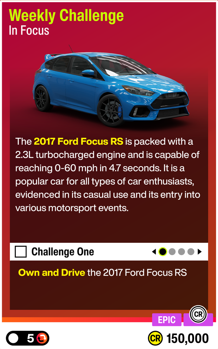 FH6 シリーズ1 詳細 - フェスティバルプレイリスト、シリーズ報酬