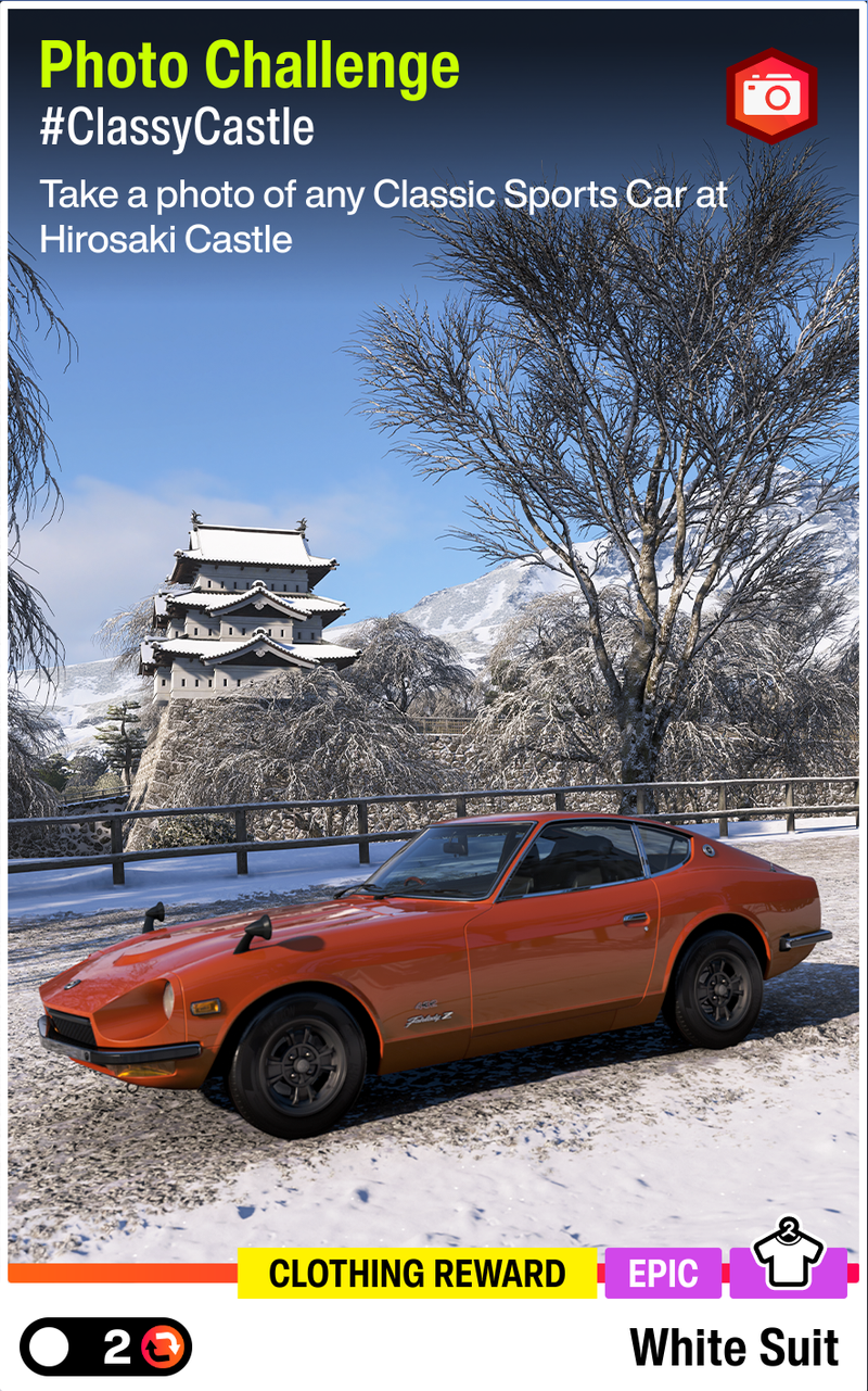 Photo Challenge to earn the Epic White Suit Clothing Reward
