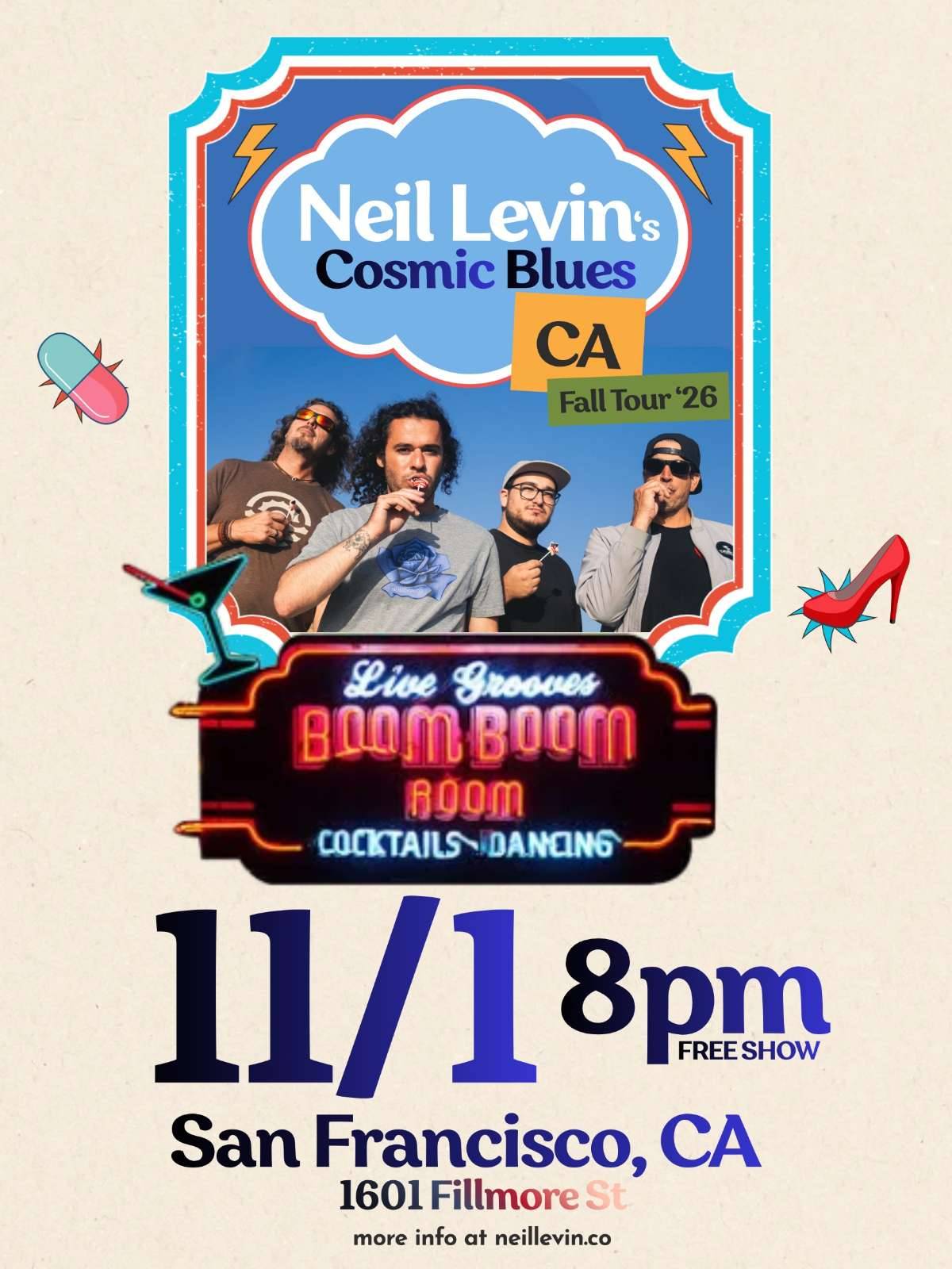 NEIL LEVIN’s COSMIC BLUES (no cover charge! 8pm show start time)
