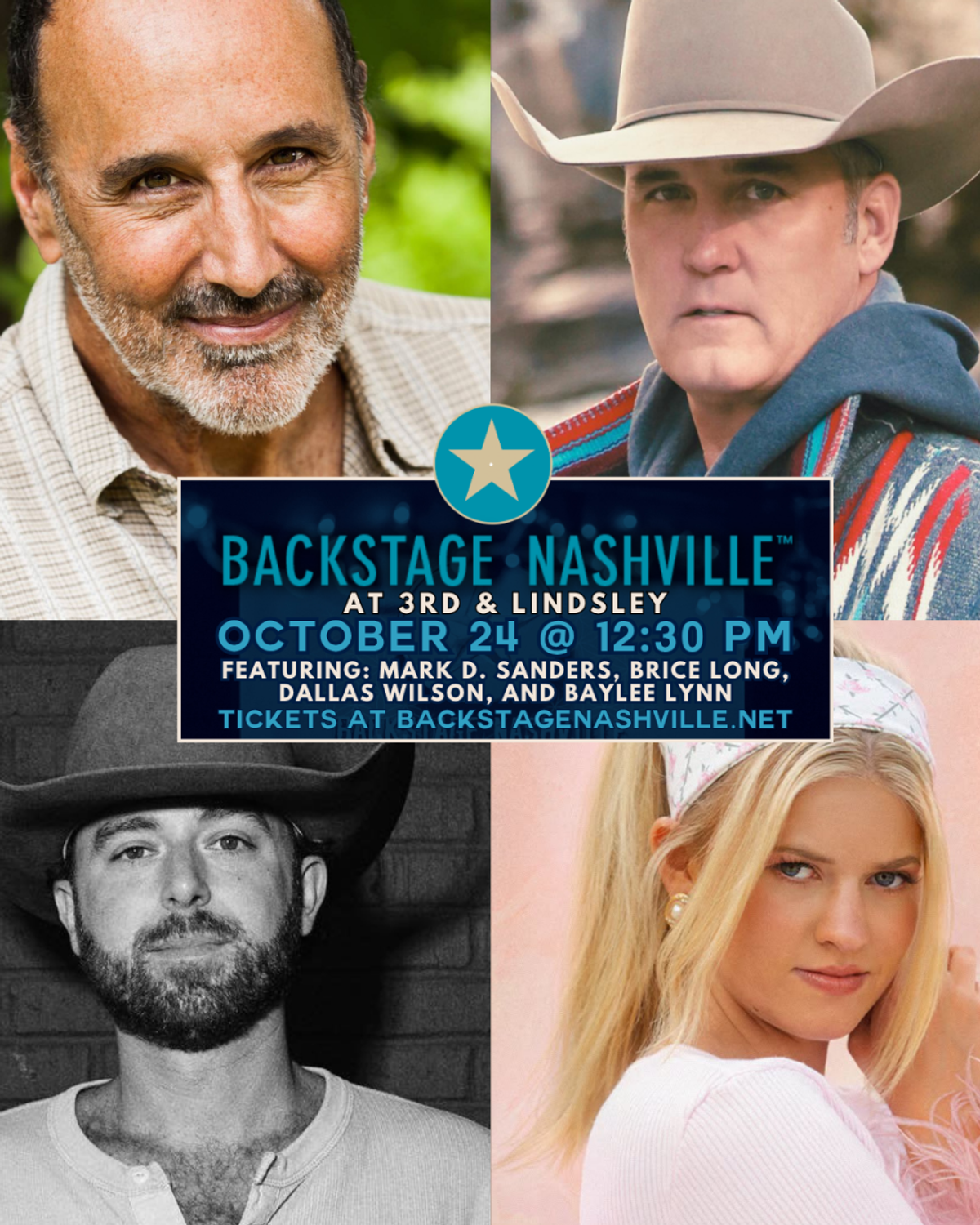 BACKSTAGE NASHVILLE! DAYTIME HIT SONGWRITERS SHOW featuring Mark D. Sanders , Brice Long , Dallas Wilson & Baylee Lynn