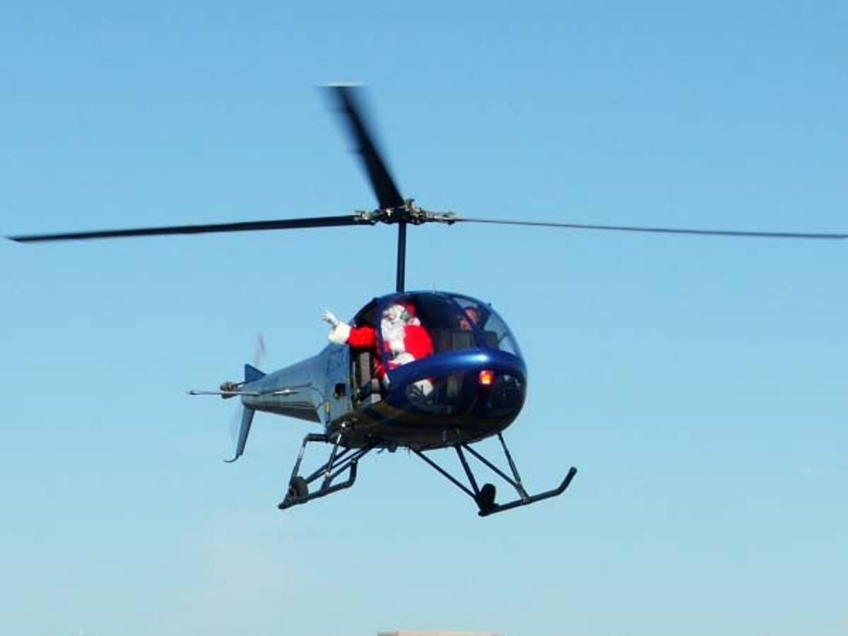 Santa Arrives by Helicopter