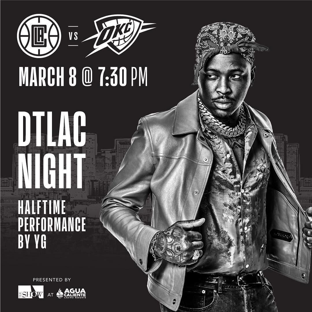 YG Performs at LA Clippers vs. OKC Thunder Halftime Show – Grab Tickets Now