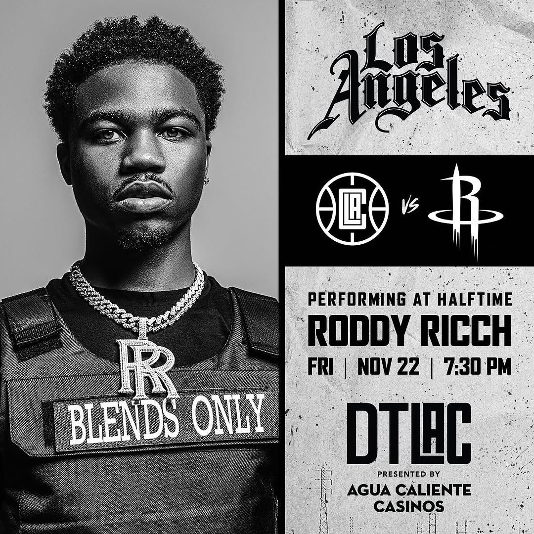 Roddy Ricch to Perform Live at LA Clippers Halftime Show Ahead of Debut Album Release