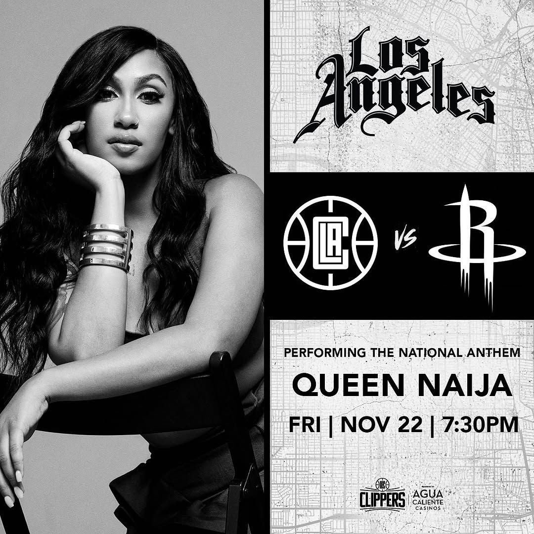 Queennaija Sings National Anthem at Clippers vs. Houston Game