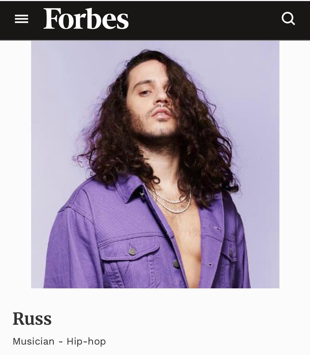 Entertainer Russ Named on Forbes 30 Under 30