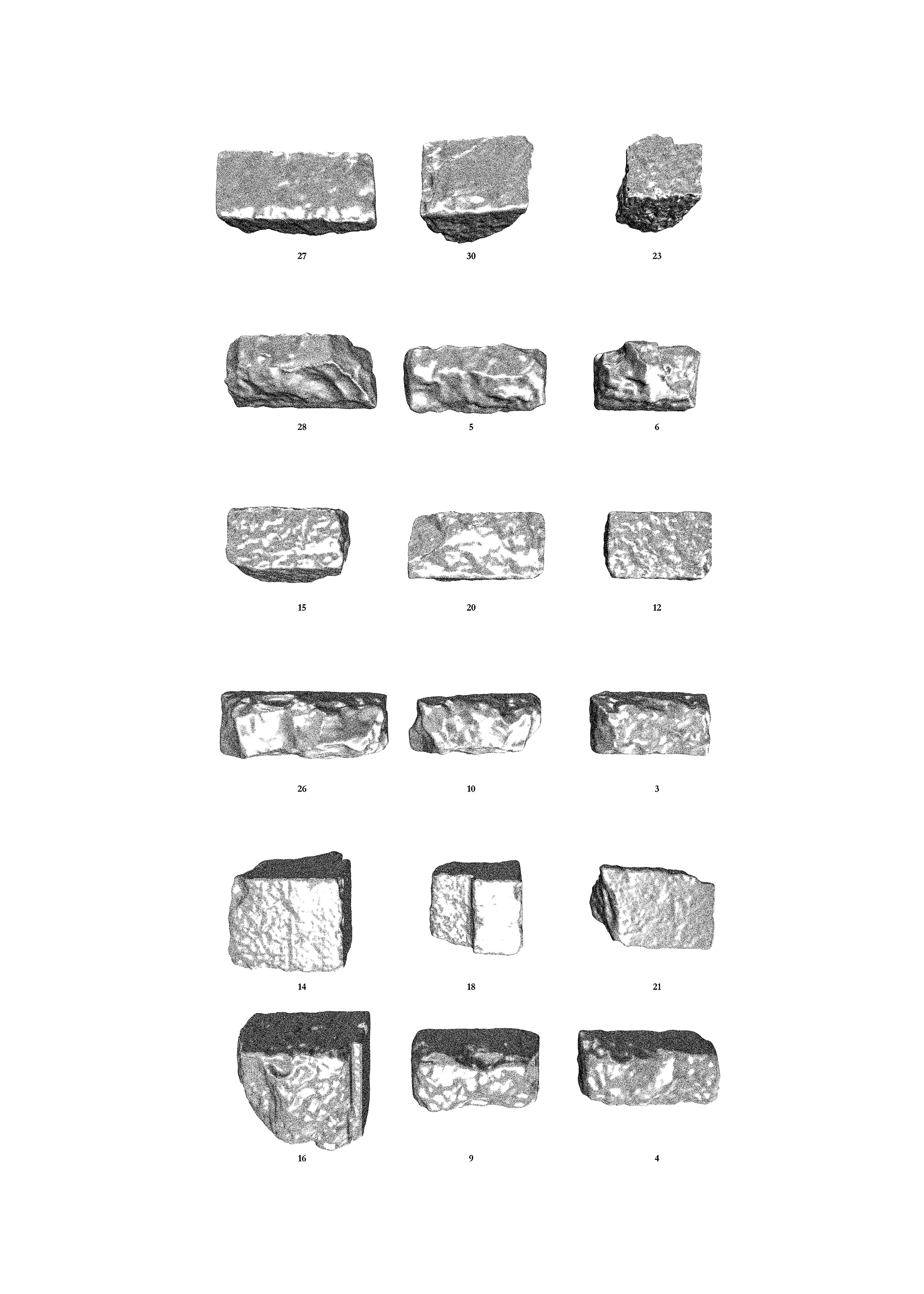 View of each salvaged stone from the Amoud installation