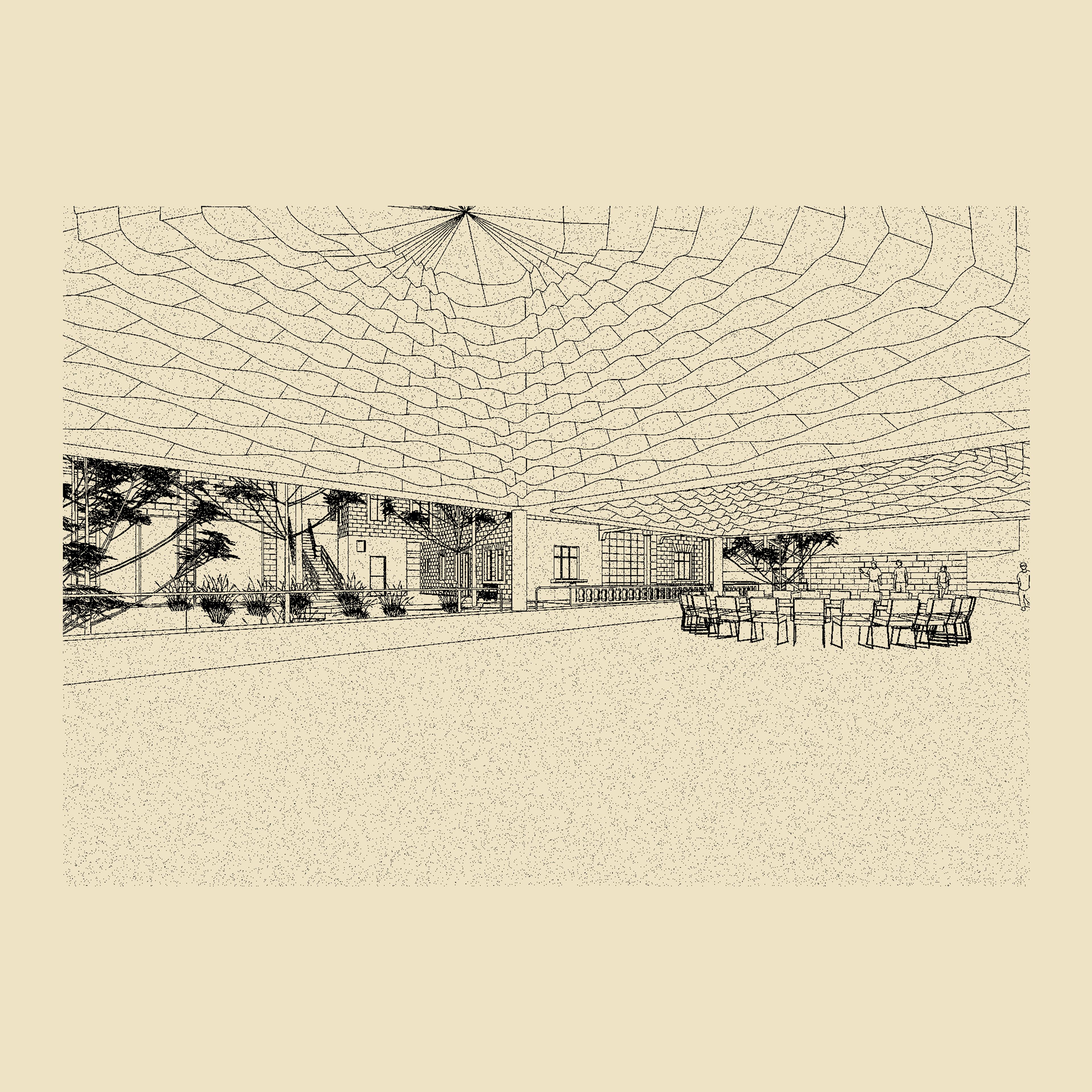 Drawing of interior perspective of MMAG building