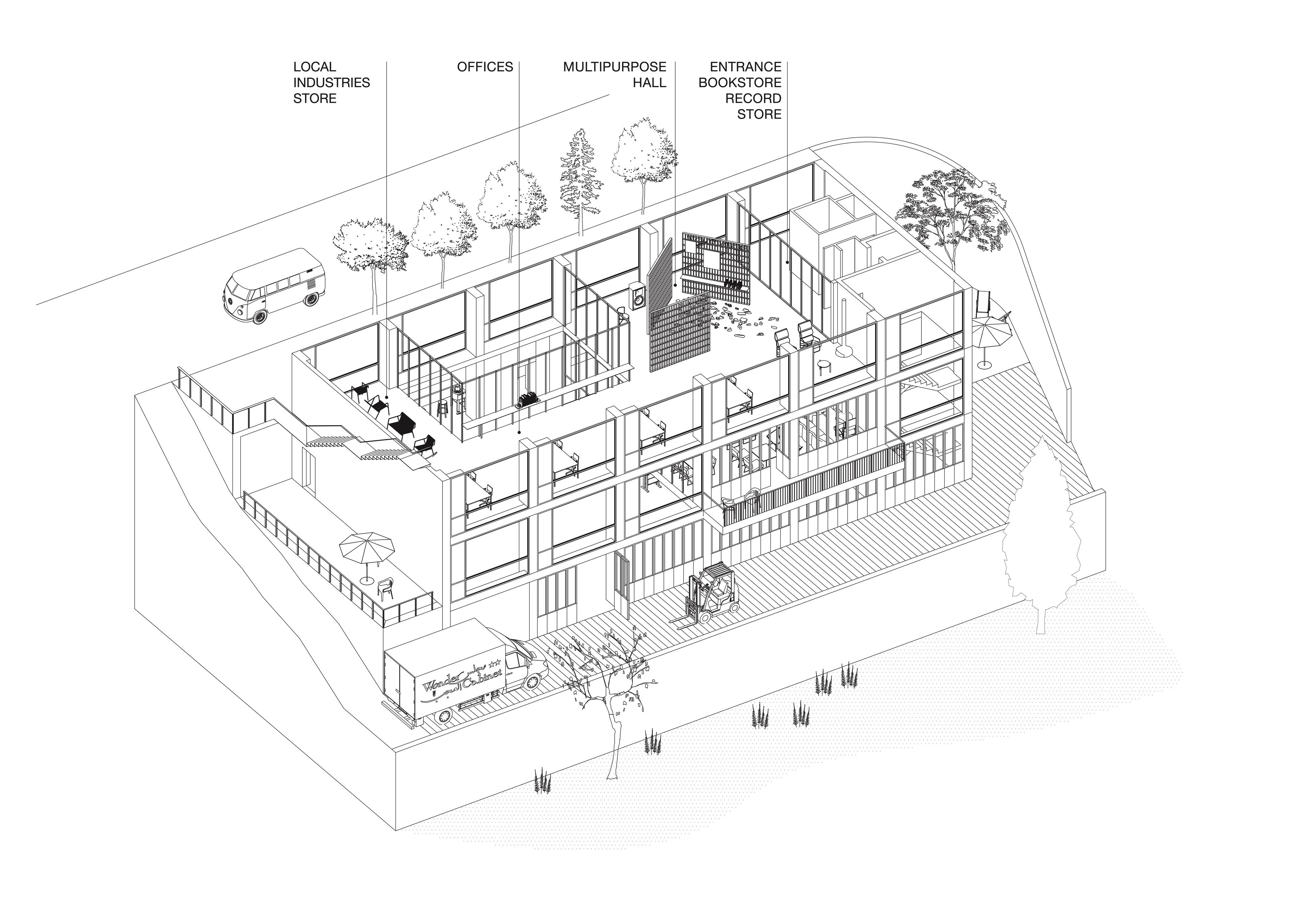 Axonometry of ground floor