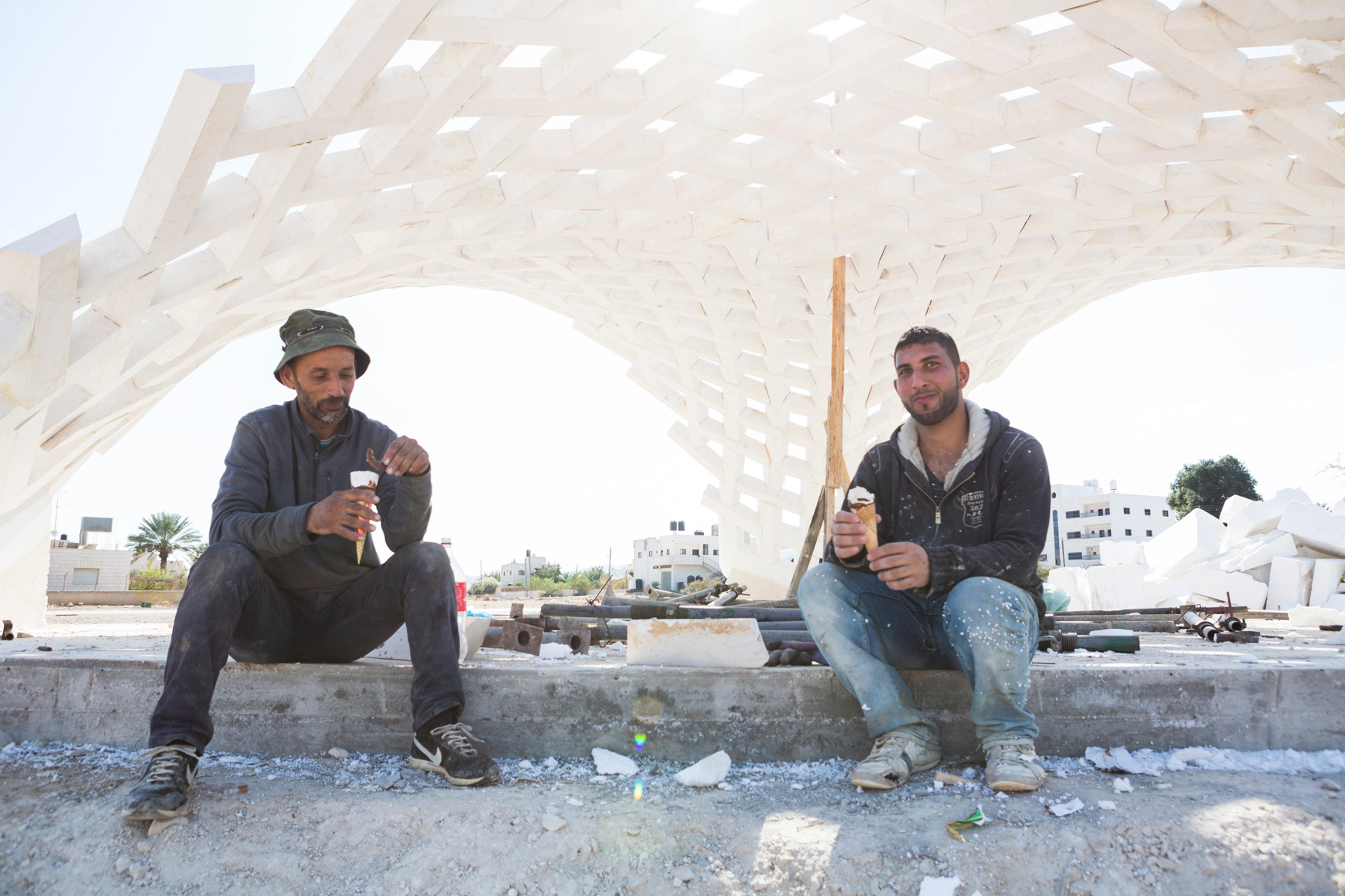 Construction site of elatlal stone vault first prototype