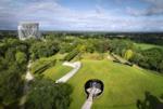 Images shows an aerial shot of Jodrell Bank's Lovell Telescope and the First Light Pavilion. Soundscape and soundtracks by Coda to Coda