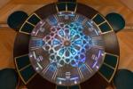 Image shows an overhead view of the Drumming interactive table at Oman and the World: A Musical Journey in Muscat. Installation composer: Coda to Coda