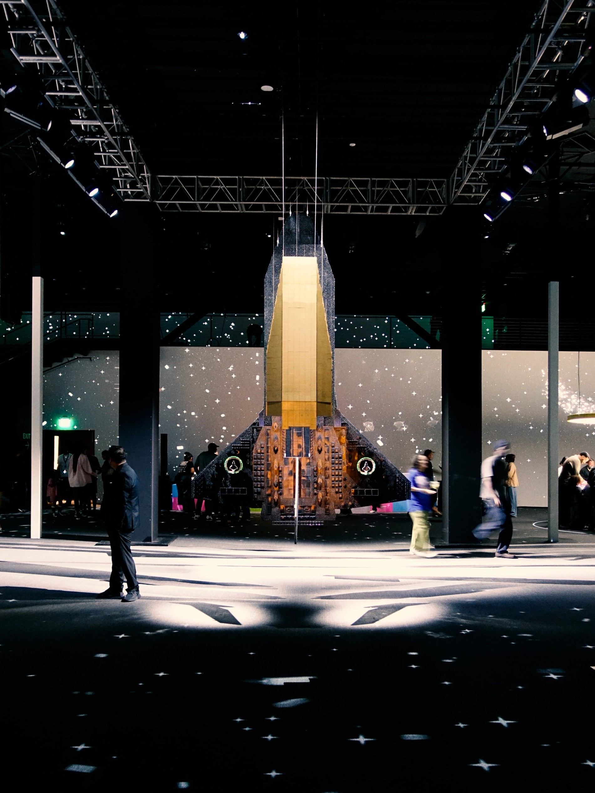 Shuttle view. LEGO Over the Moon collaboration with Pharrell Williams, Los Angeles. Soundscape by Coda to Coda