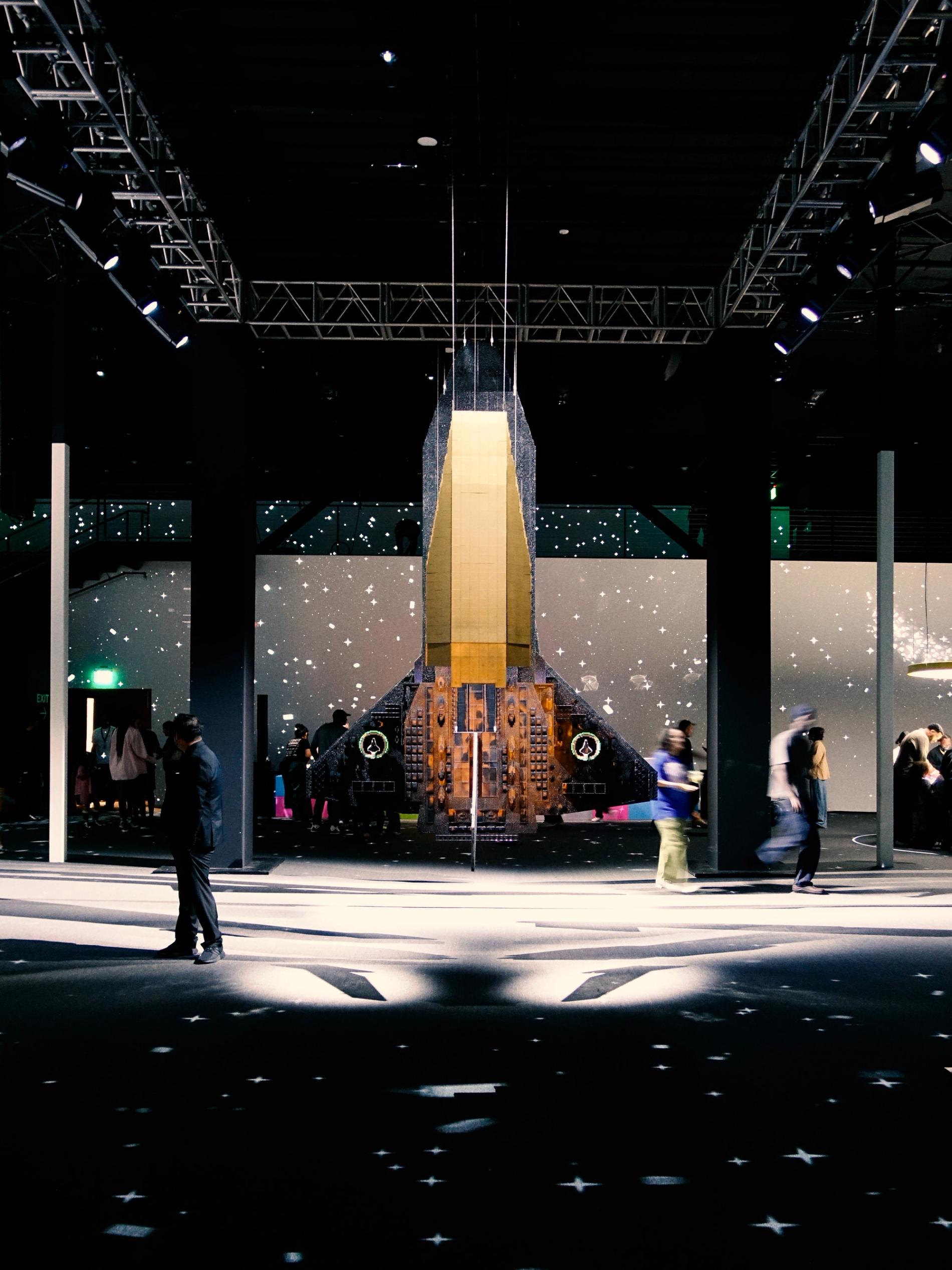 Shuttle view. LEGO Over the Moon collaboration with Pharrell Williams, Los Angeles. Soundscape by Coda to Coda