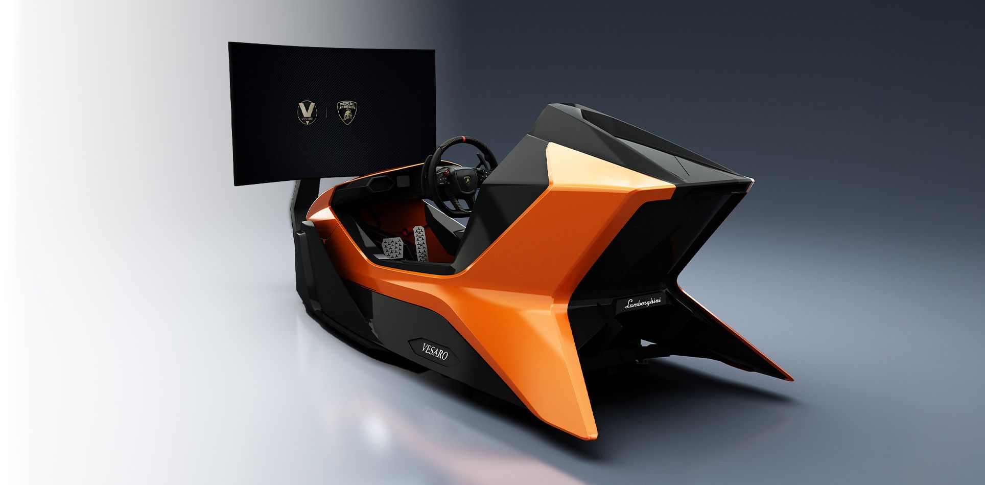 The Automobili Lamborghini simulator in orange
