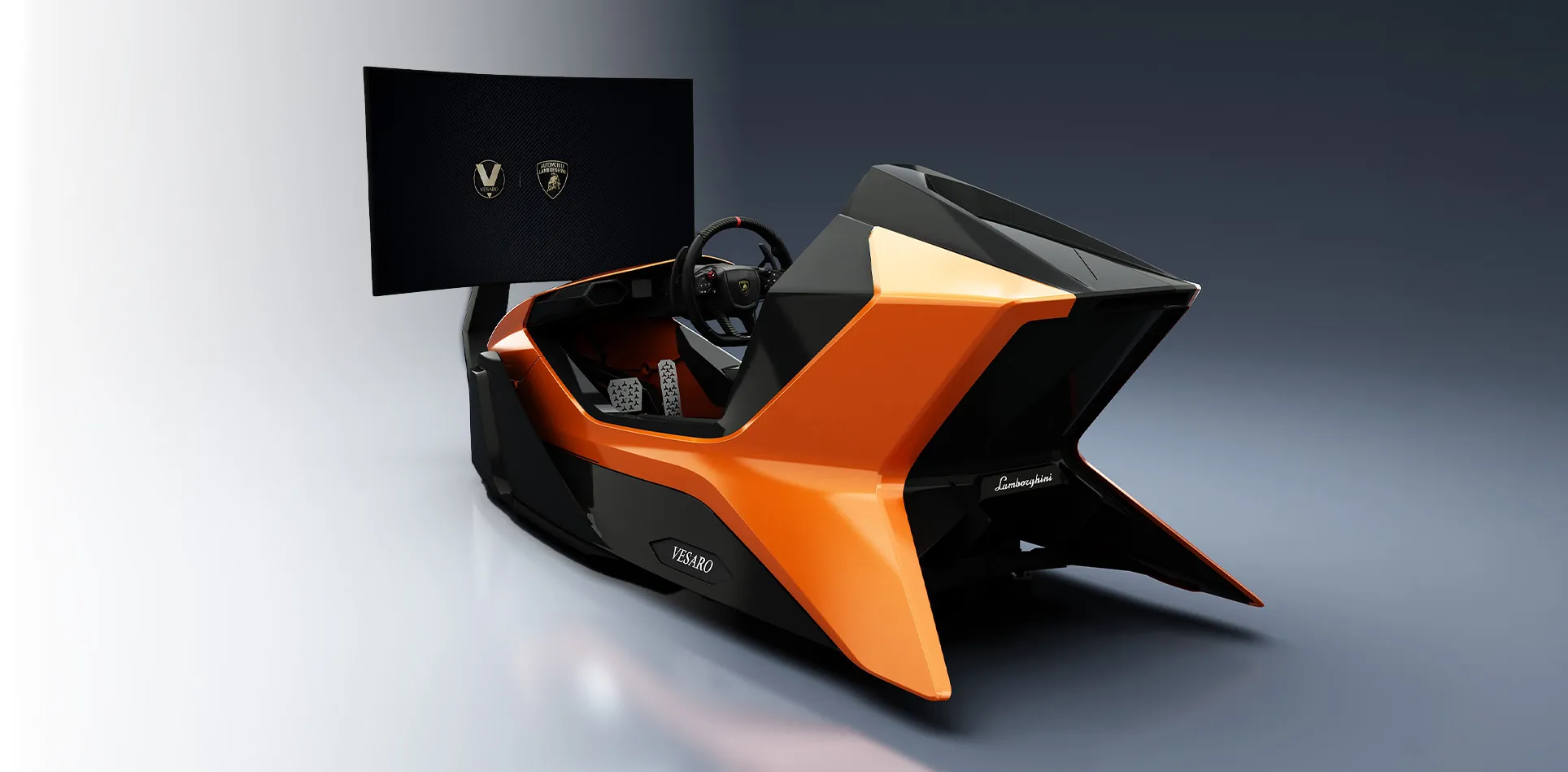 The Automobili Lamborghini simulator in orange