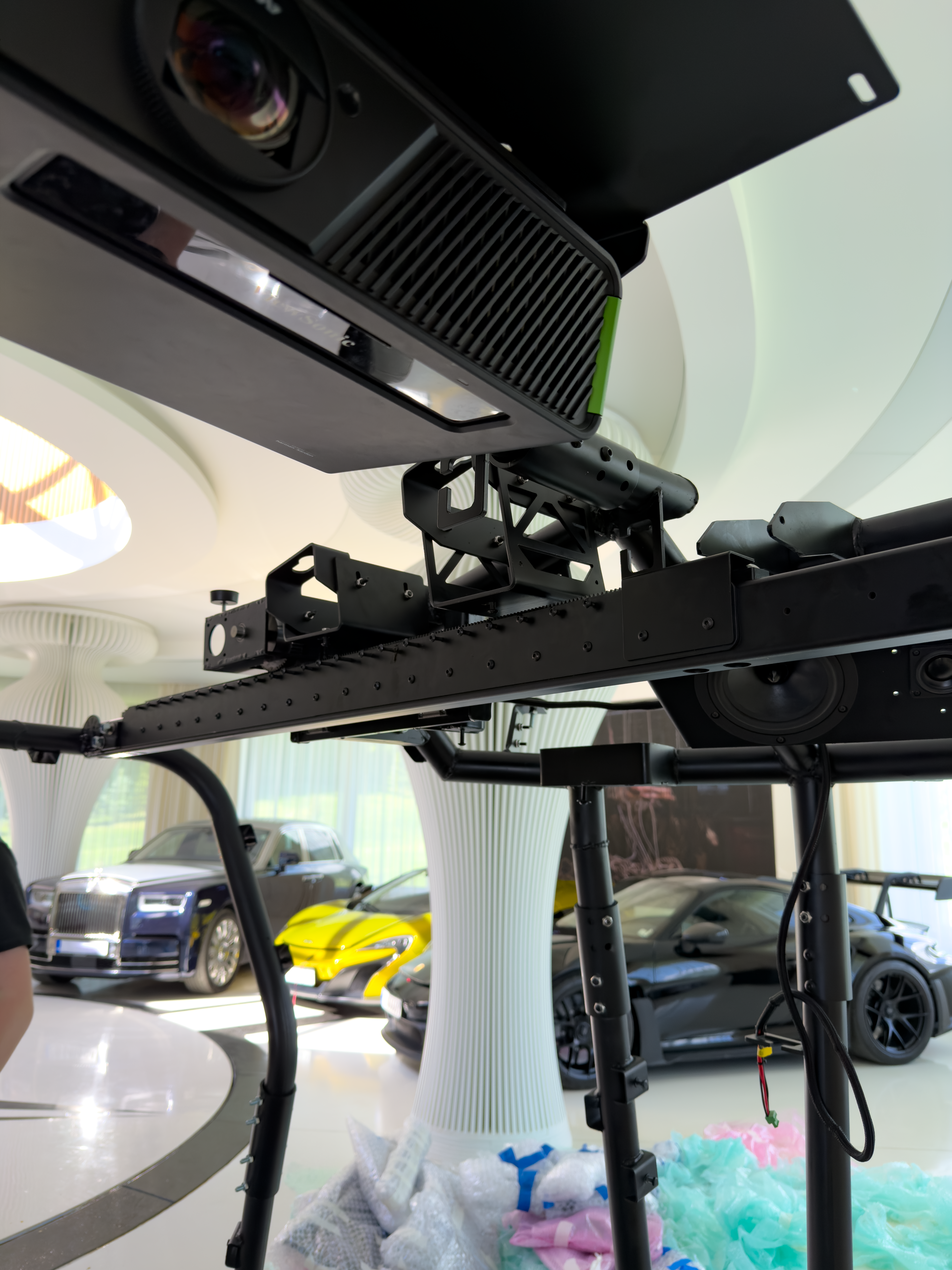 Vesaro engineers fitting the Dome X ceiling rig
