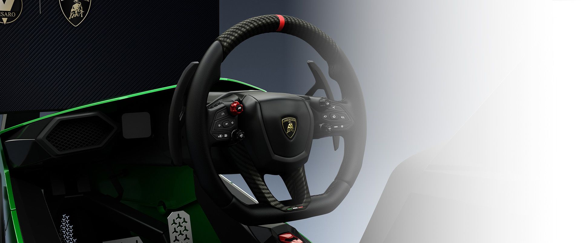 The genuine Revuelto wheel in the Prestigio cockpit