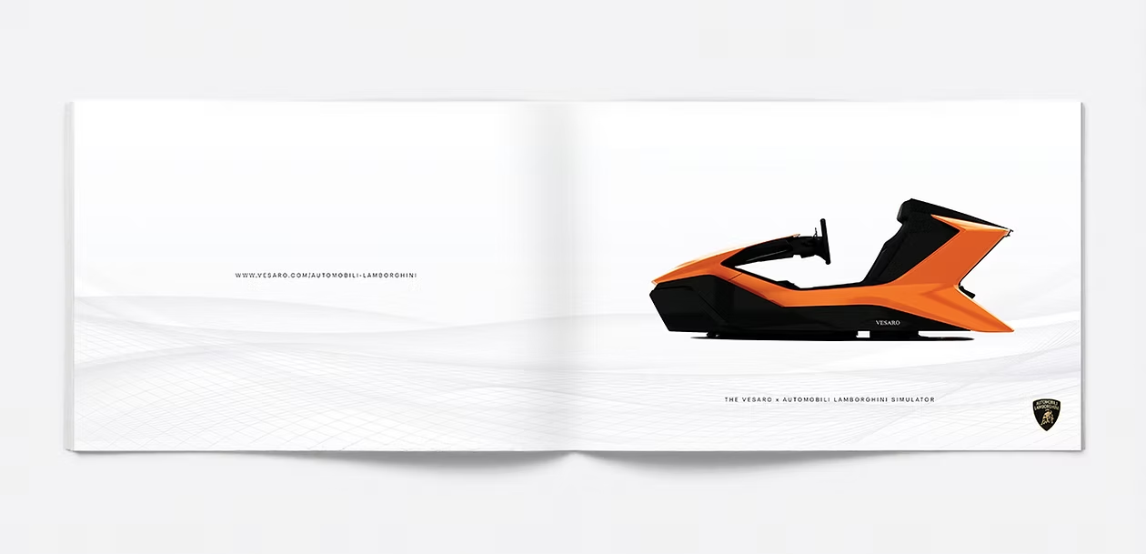 The Vesaro x Automobili Lamborghini brochure, open