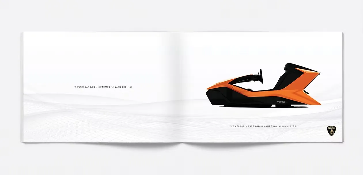 The Vesaro x Automobili Lamborghini brochure, open