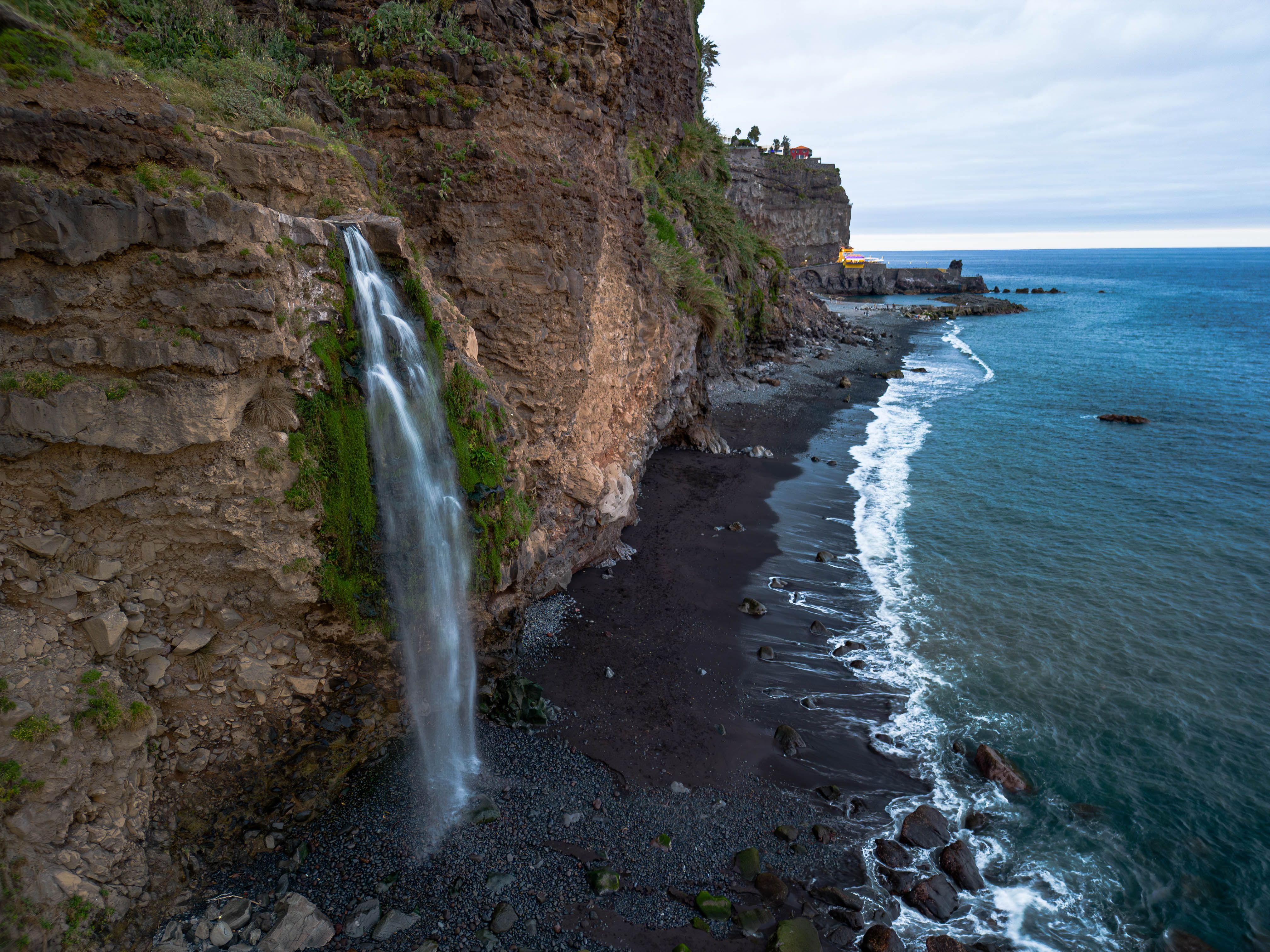 Waterfall by the ocean