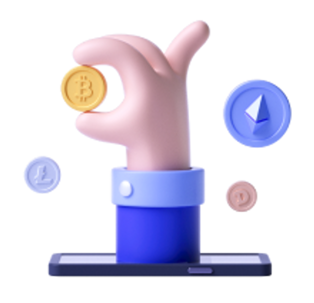 hand holding cryptocurrency