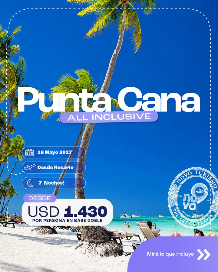Promoción de prueba para un viaje a Punta Cana, República Dominicana.