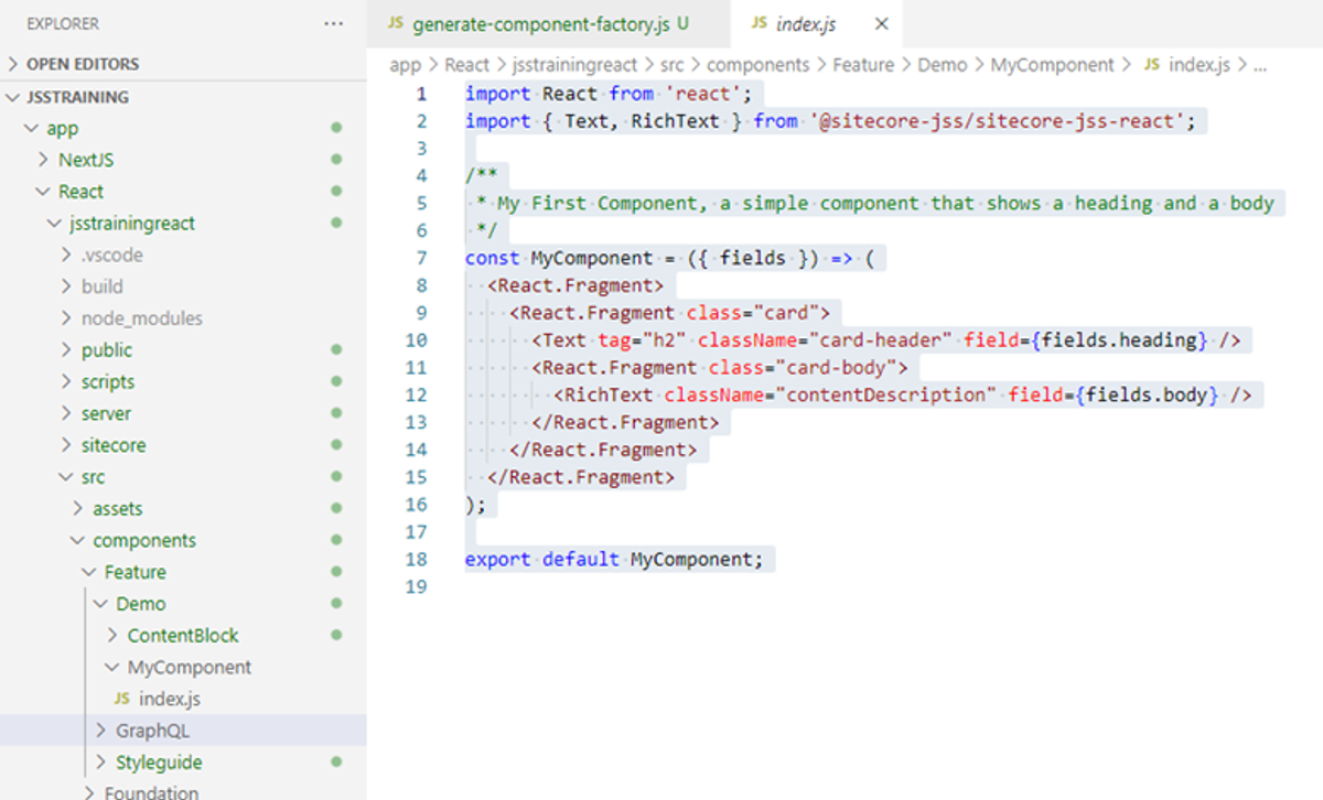 create the index.js file