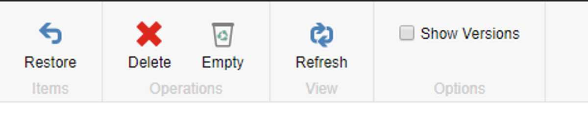 Sitecore Recycle Bin Menu Options