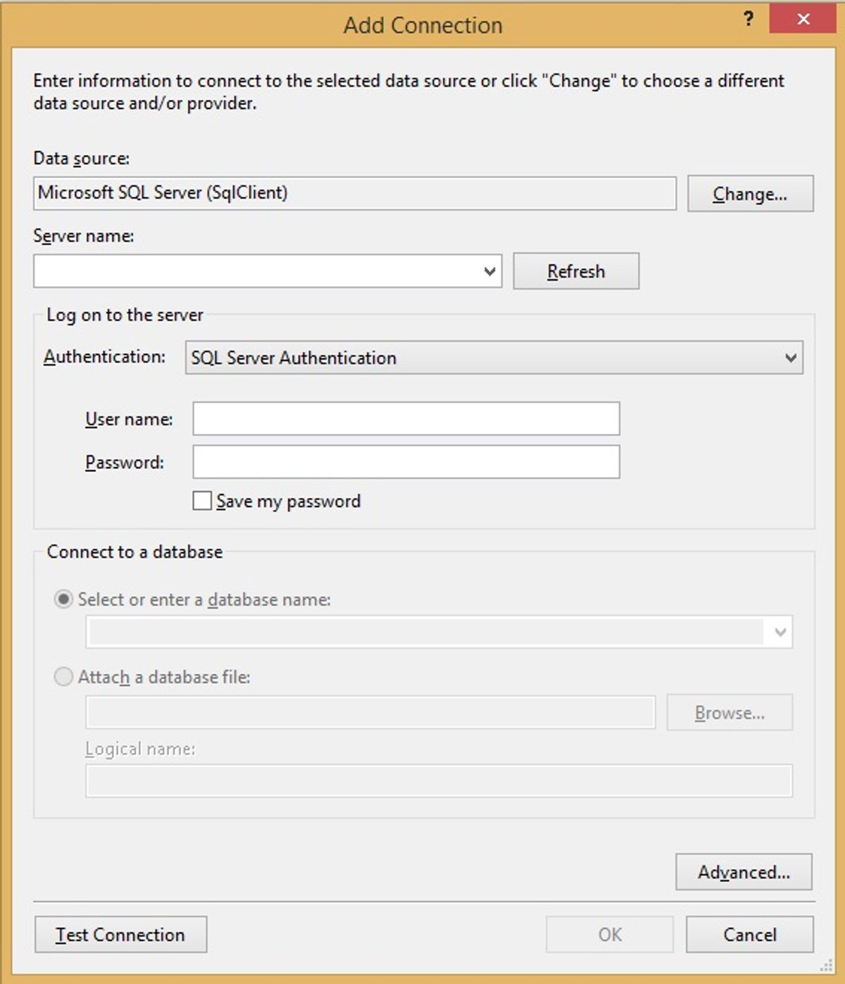 Connection Dialog