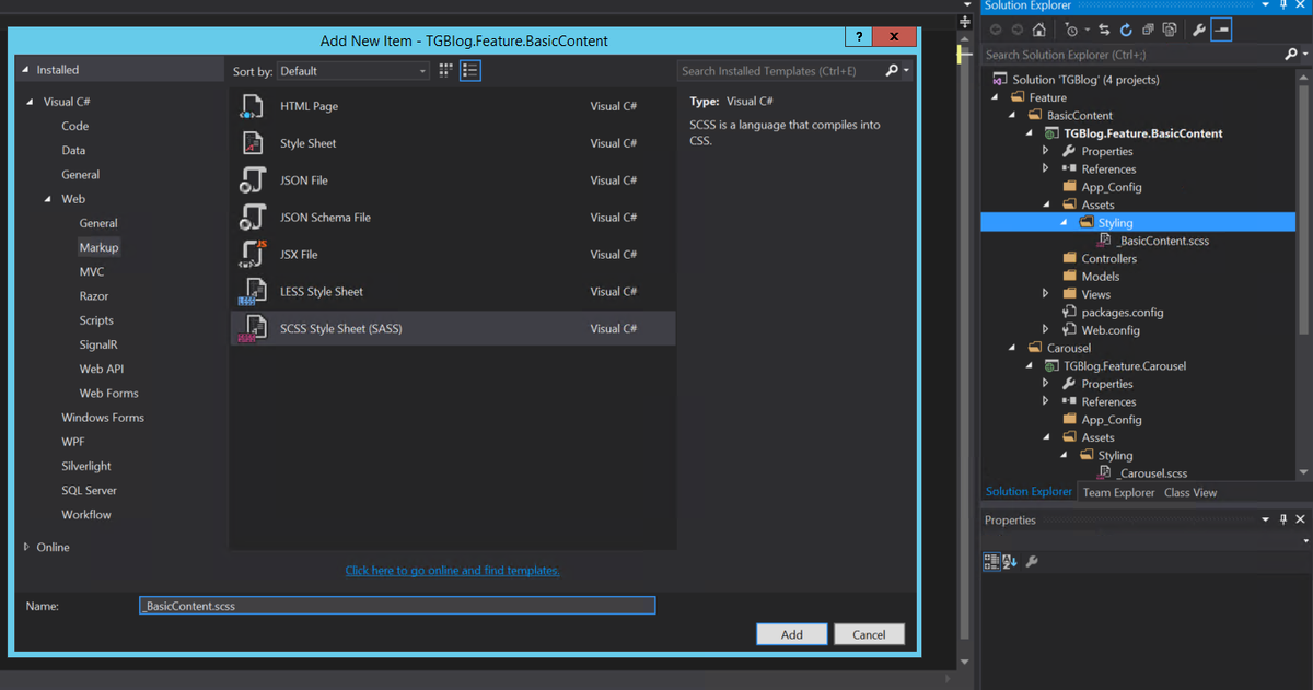 Adding a sass styling file