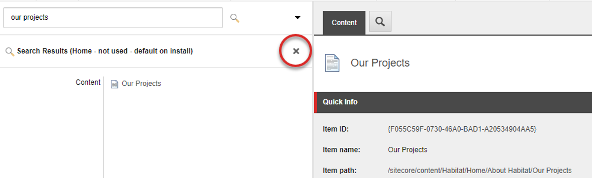 Close the search filter