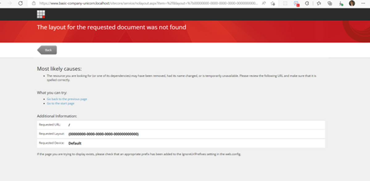 The layout for the requested document was not found