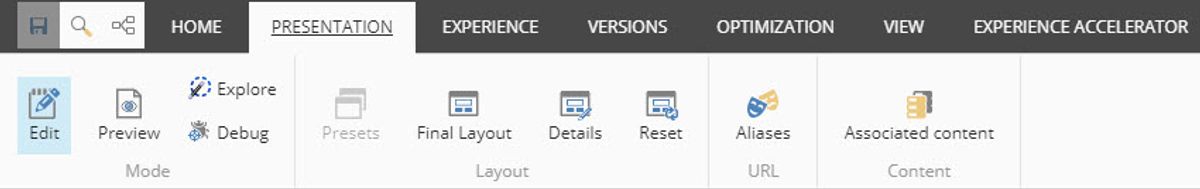 Experience Editor Presentation Tab