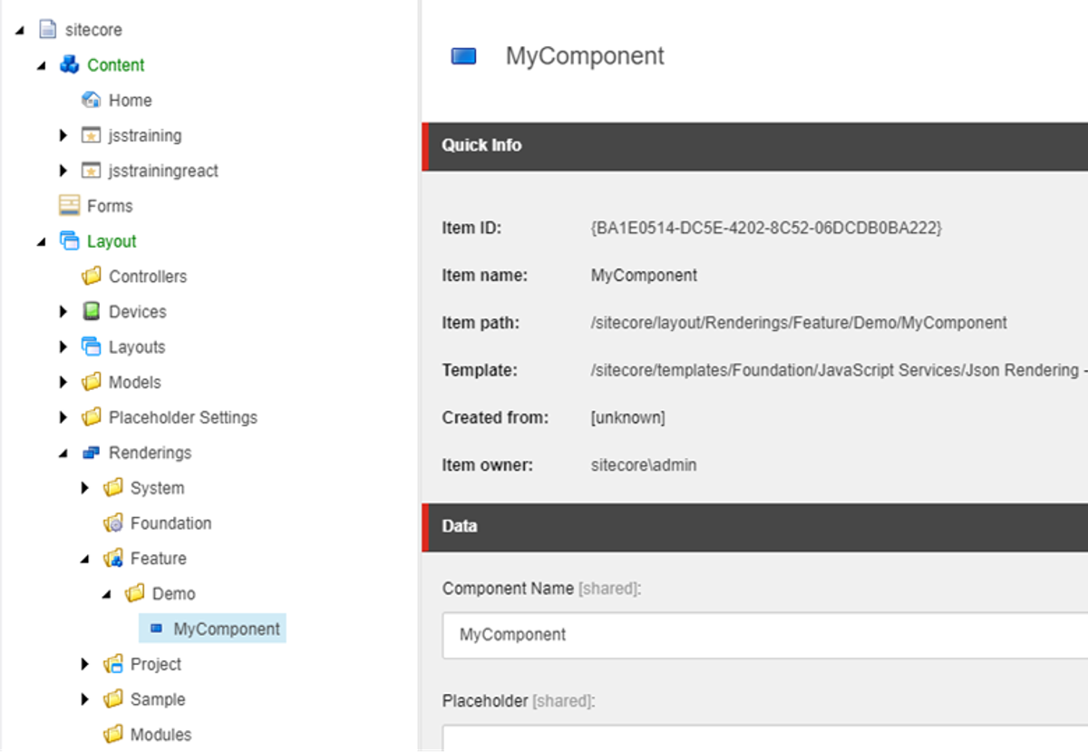 “Component Name” field