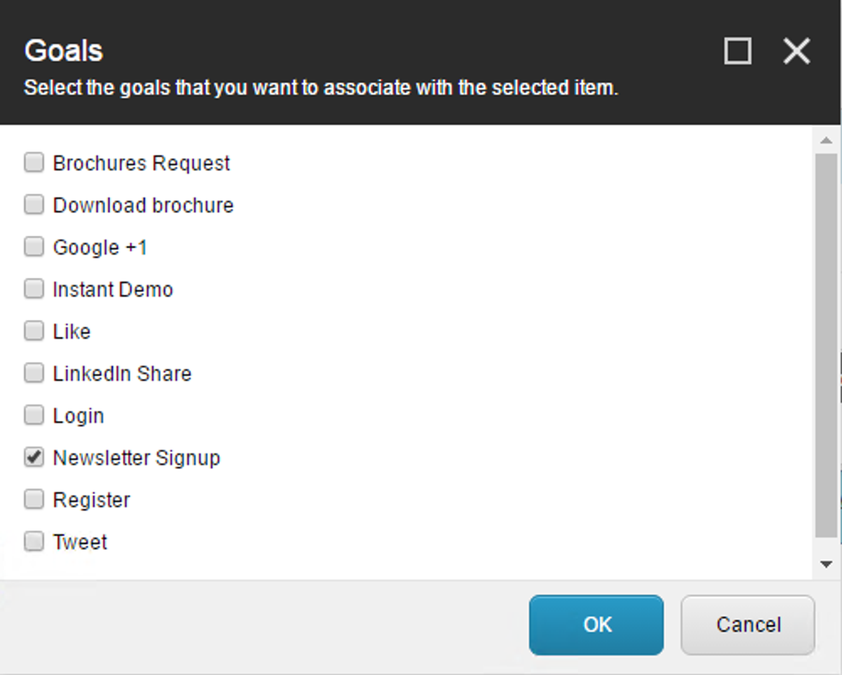Step 7 Assign Goal dialogue box