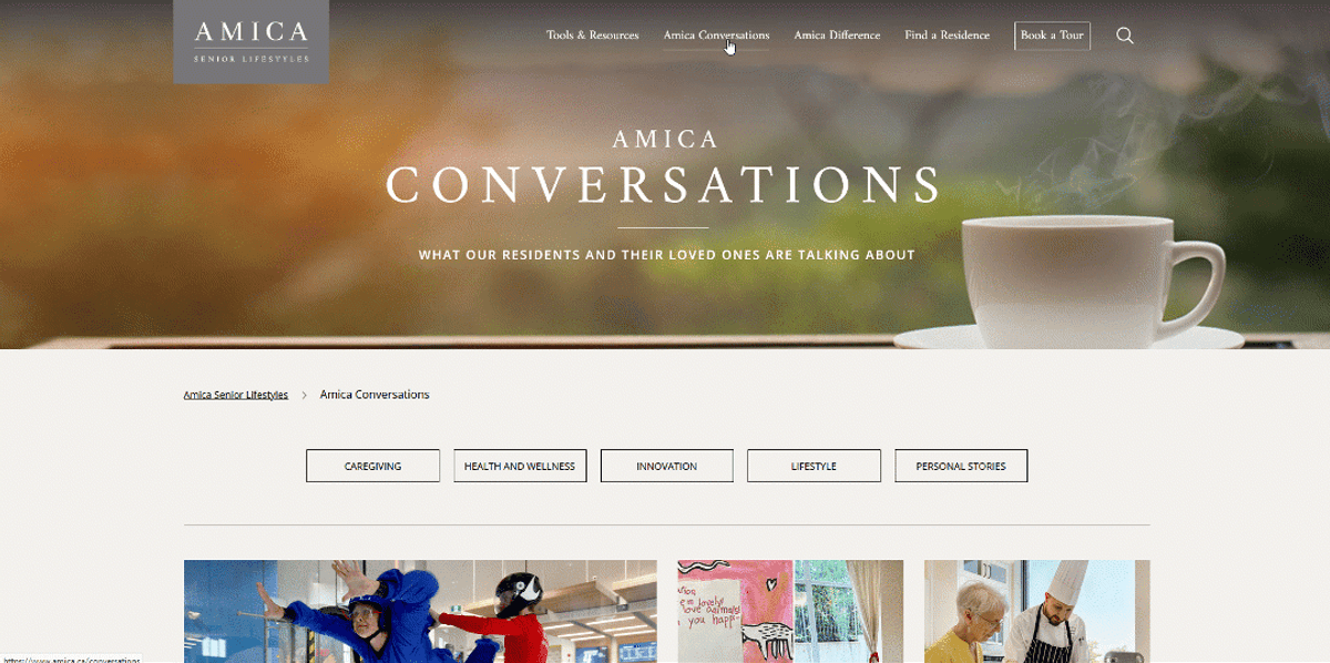 An example of a horizontal navigation menu