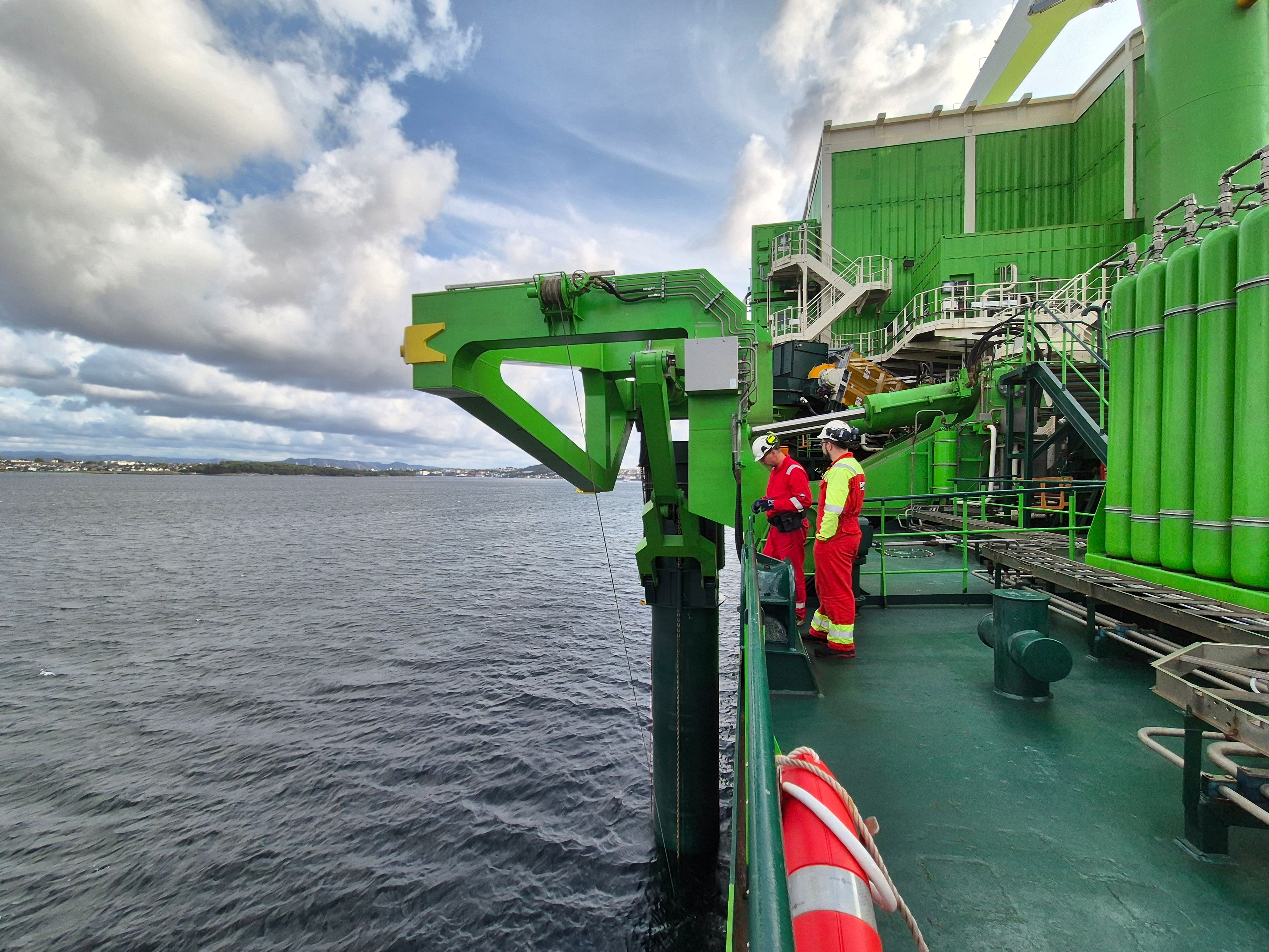 A large green incline pipe