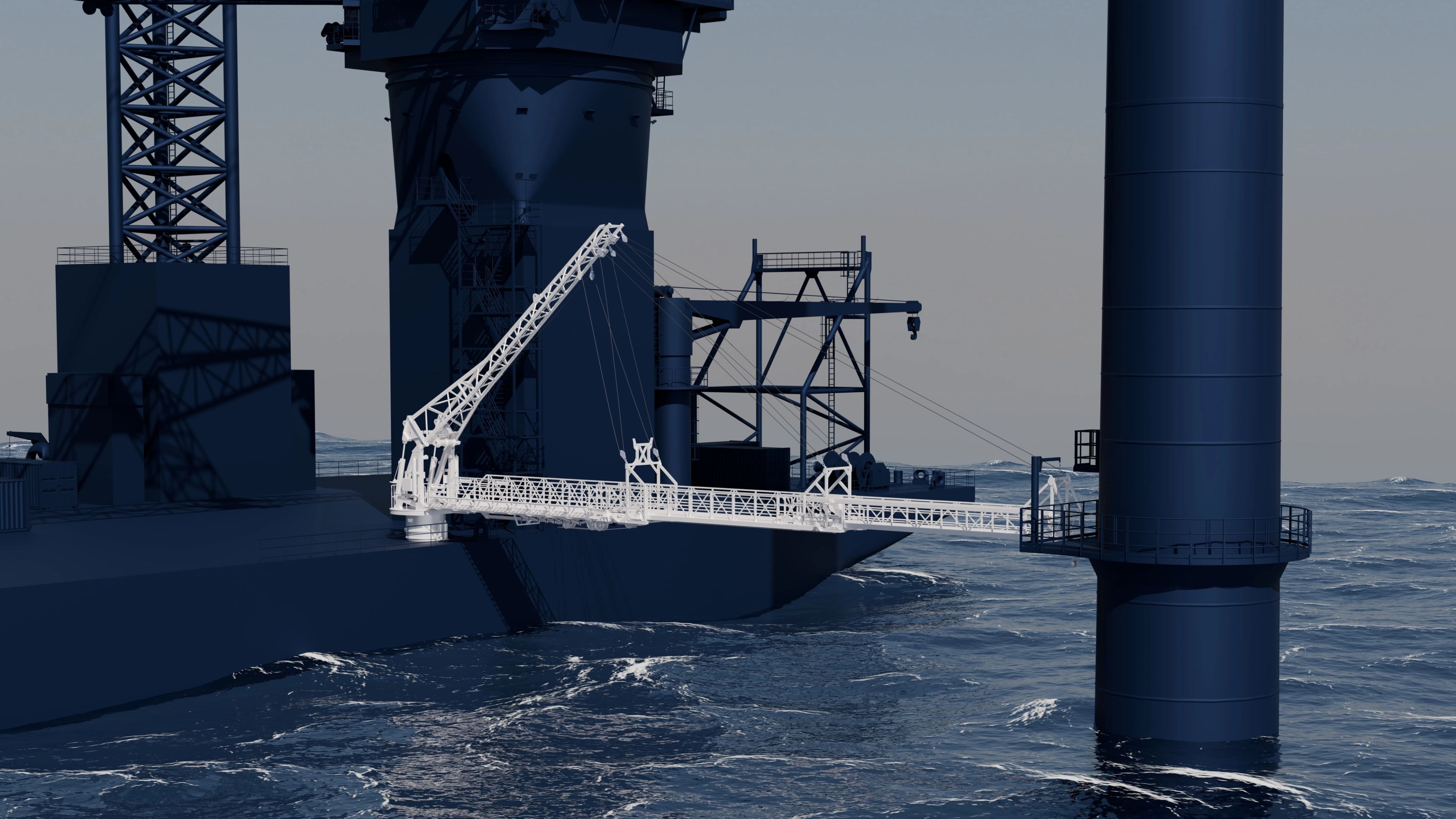 Cropped photograph of a blue offshore vessel at sea, used as the Tectrans hero background.