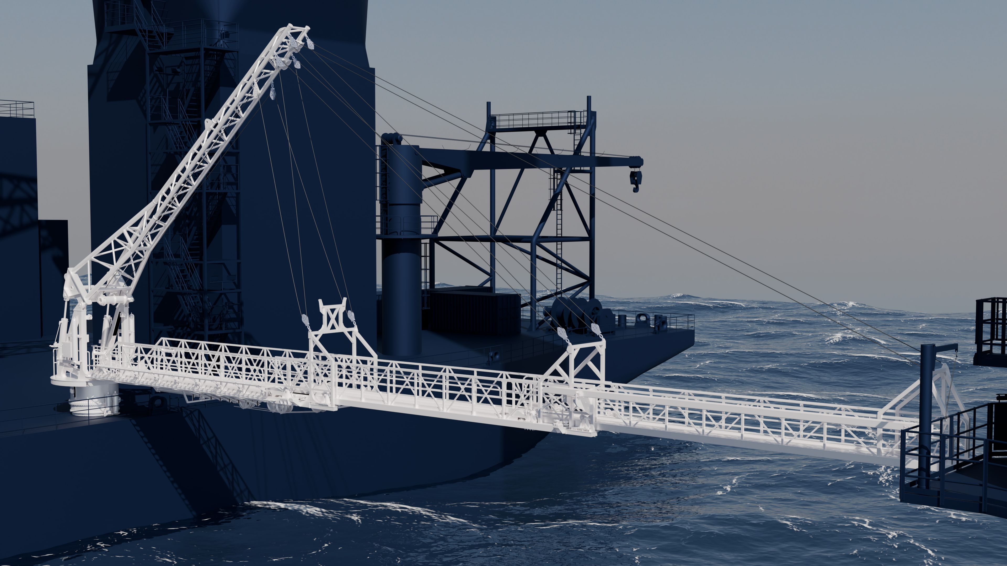 Cropped photograph of a blue offshore vessel at sea, used as the Tectrans hero background.
