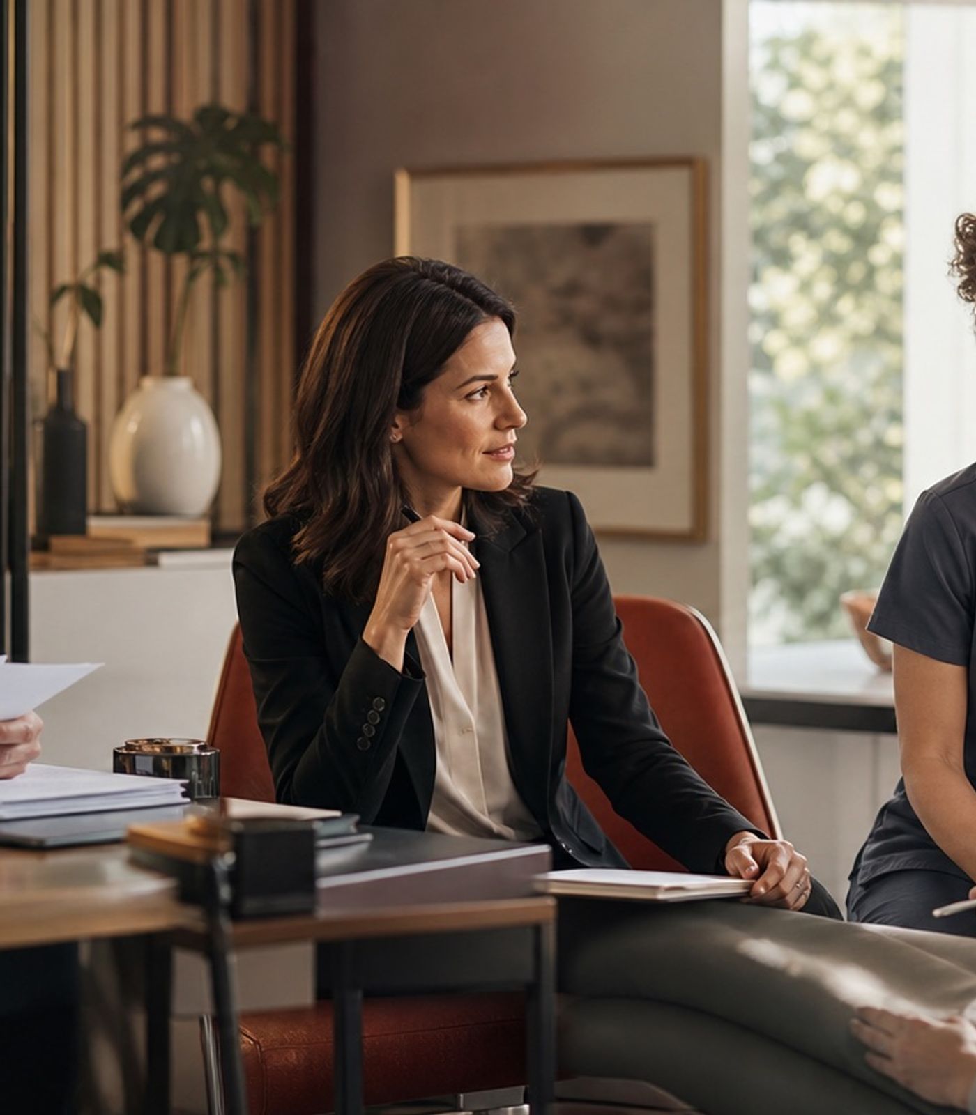 Professional team collaborating in a modern office