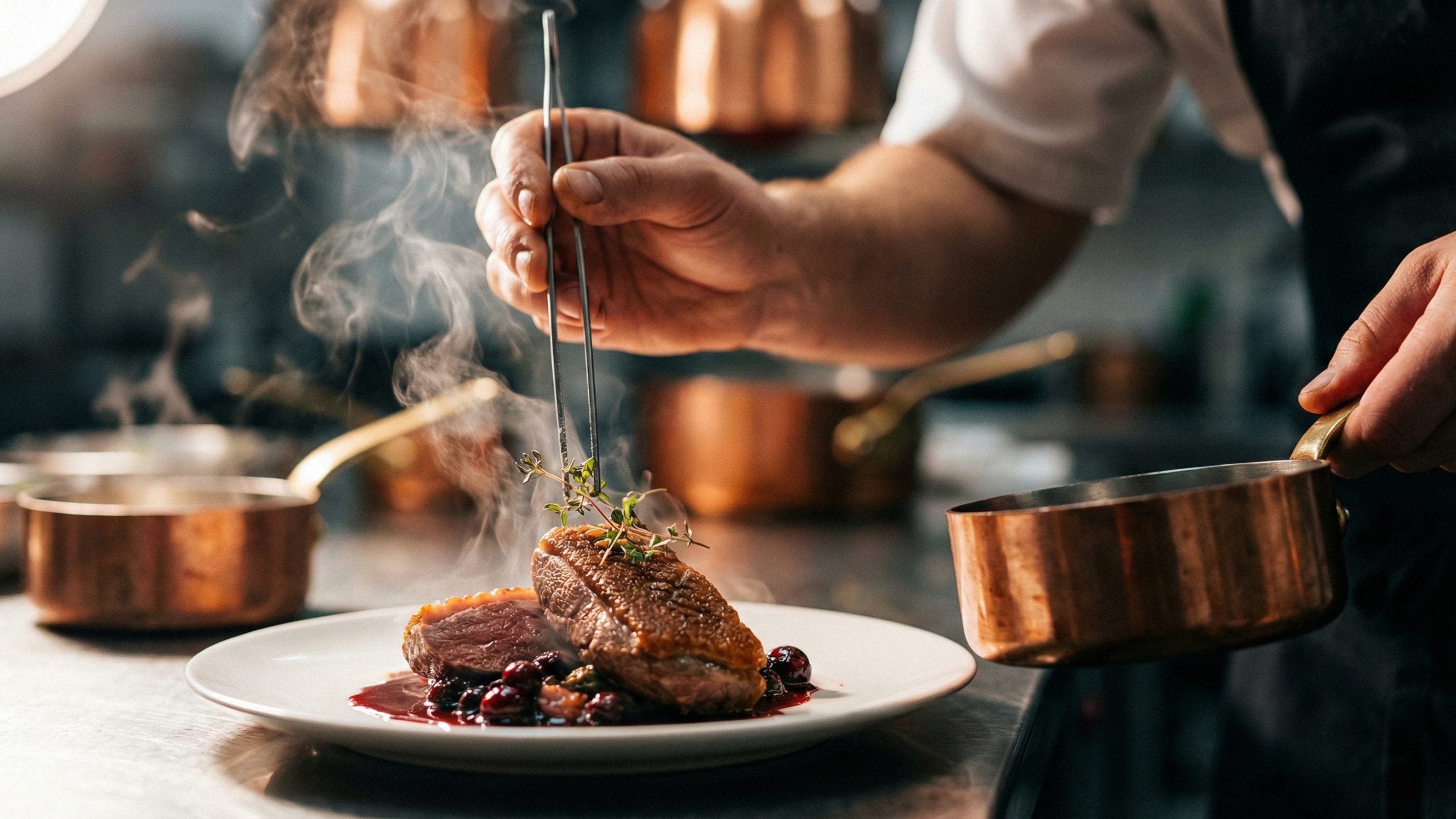 chef entrain de dresser son plat
