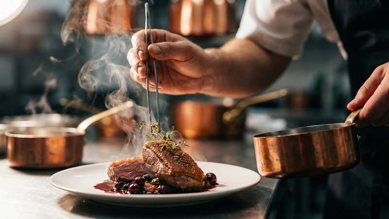 chef entrain de dresser son plat