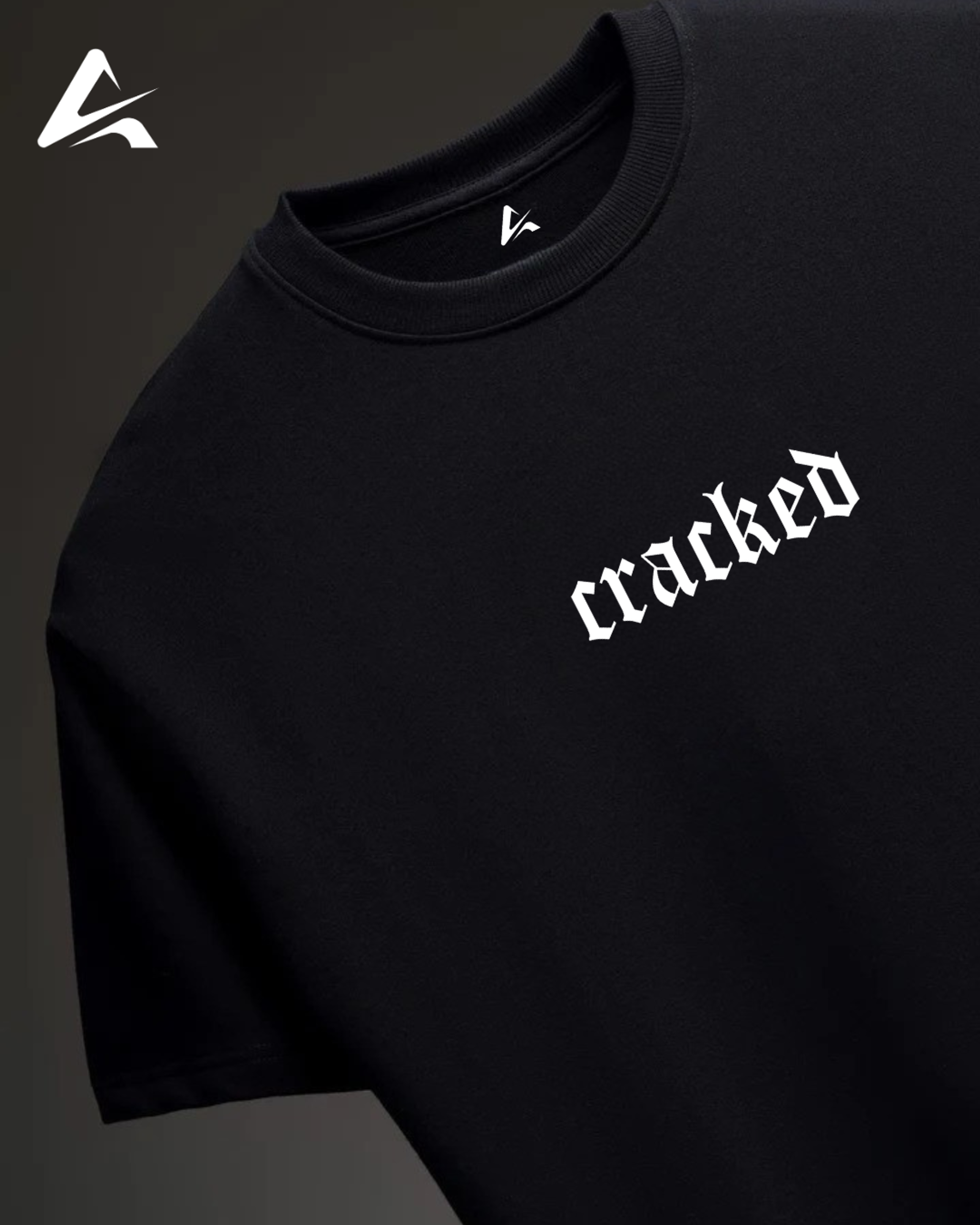 CRACKED Black Premium Drop Shoulder T-Shirt view 3