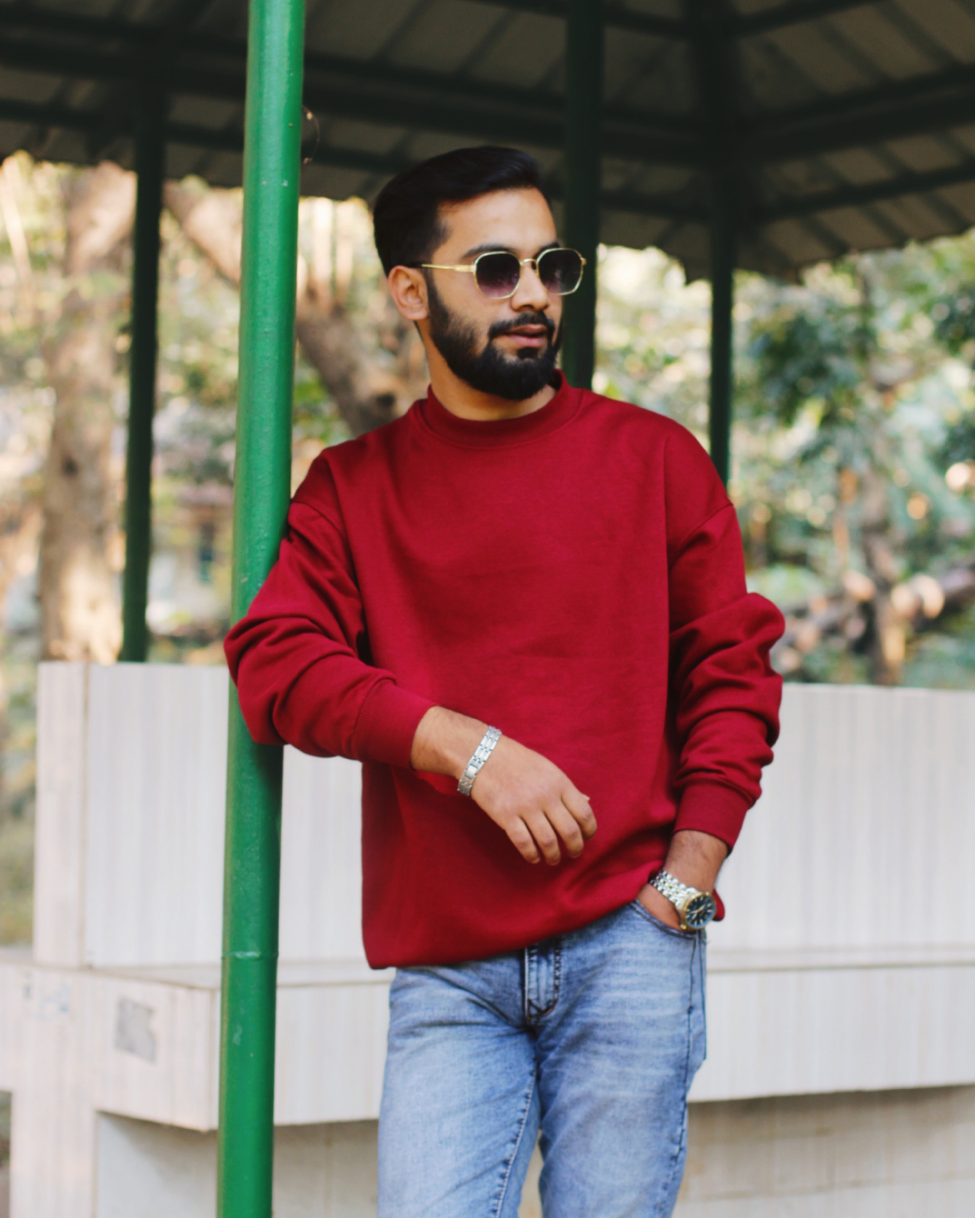 Solid Premium Oversized Sweatshirt - Maroon